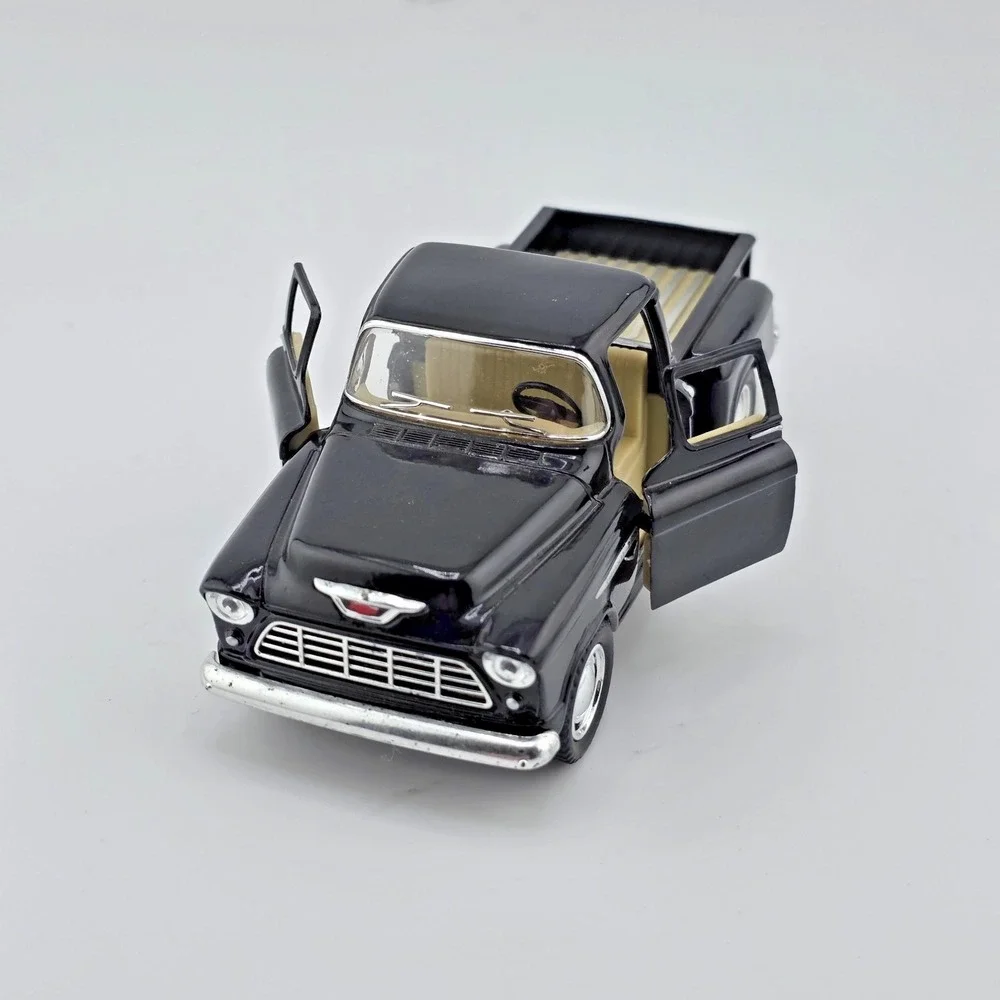 Kinsmart Diecast Cars 1955 Chevy Stepside Pick-Up 1/32 Scale Black Pull Back